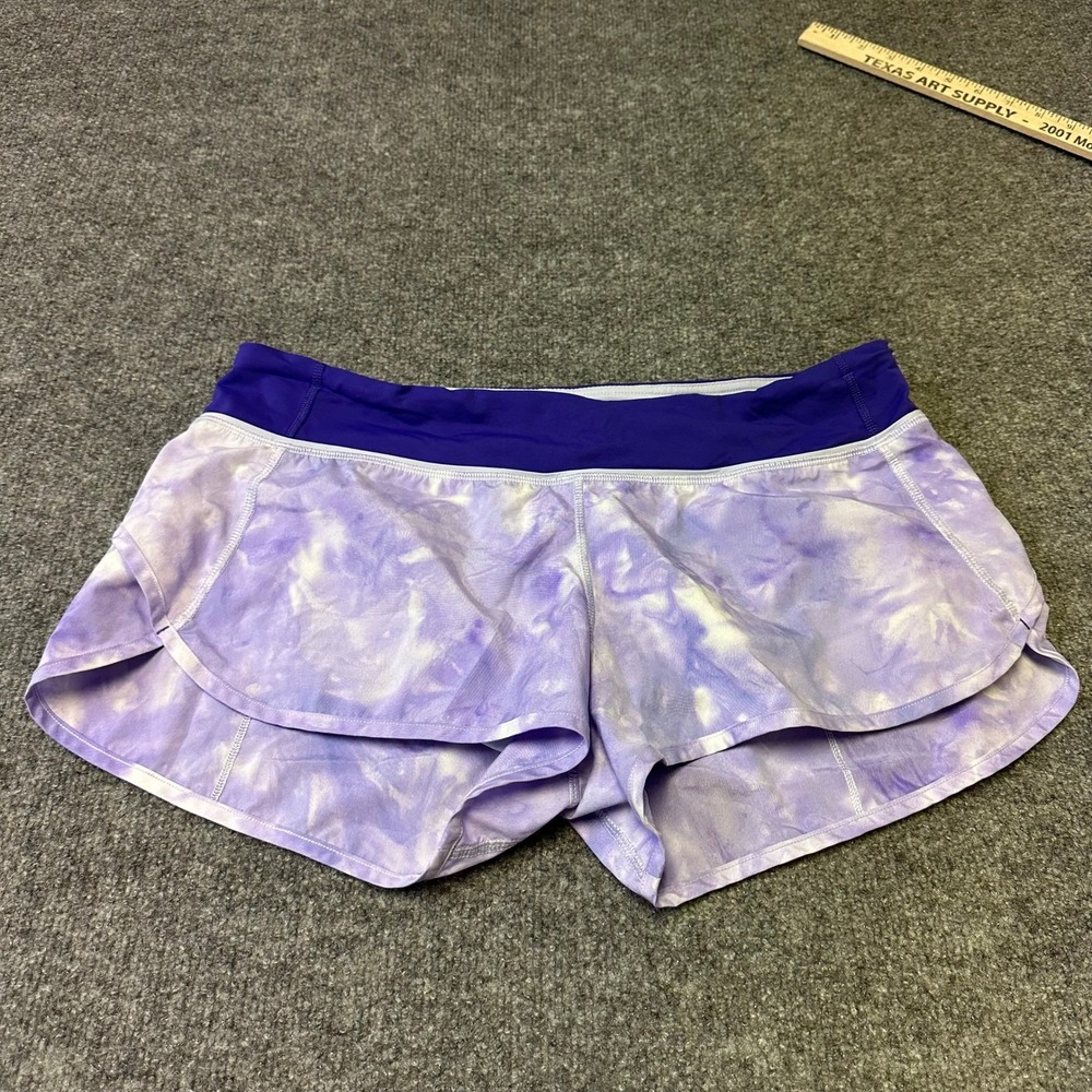 Lululemon Shorts Womens Size 10 Purple Tie Dye Speed Up Athletic Workout Running